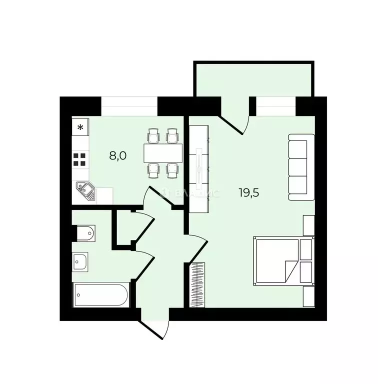 1-комнатная квартира: Москва, Кутузовский проспект, 69к4 (35.9 м) - Фото 2