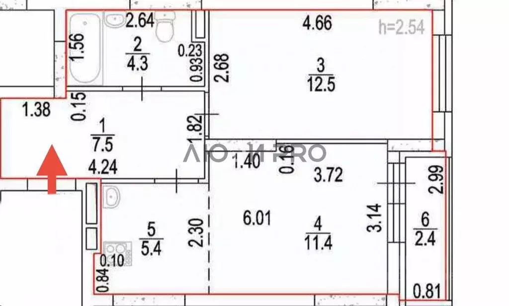2-к кв. Башкортостан, Уфа ул. Летчика Кобелева, 1 (43.5 м) - Фото 2