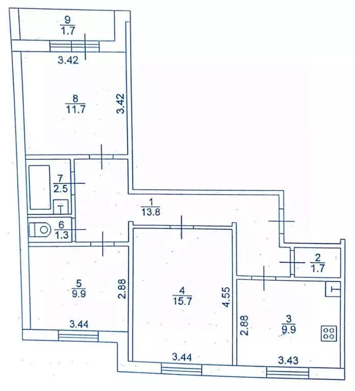 3-к кв. Тверская область, Тверь Хрустальная ул., 40 (66.5 м) - Фото 1