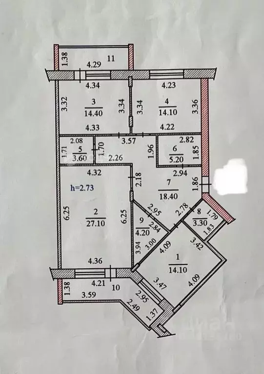 3-к кв. Чувашия, Чебоксары бул. Мефодия Денисова, 6 (119.3 м) - Фото 1