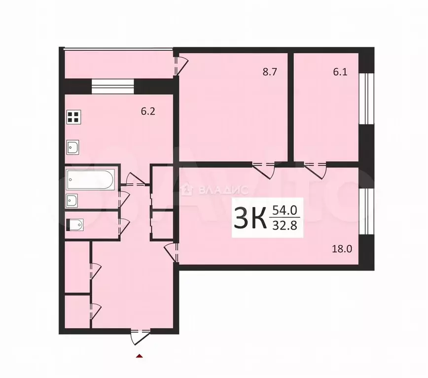 3-к. квартира, 52 м, 5/15 эт. - Фото 0