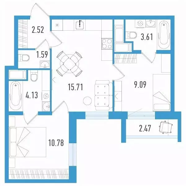 2-к кв. Санкт-Петербург ул. Маршала Казакова, 64к1 (48.17 м) - Фото 0