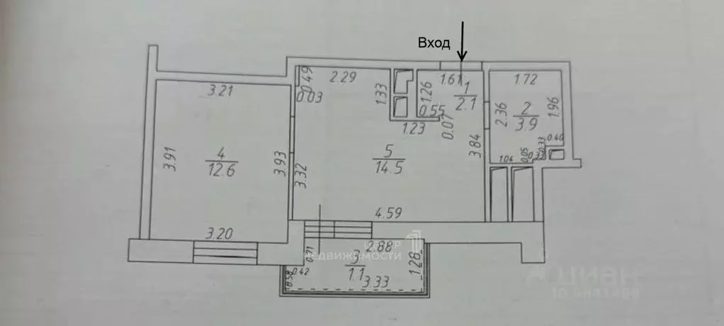 2-к кв. Татарстан, Казань ул. Академика Губкина, 12Б (35.0 м) - Фото 2