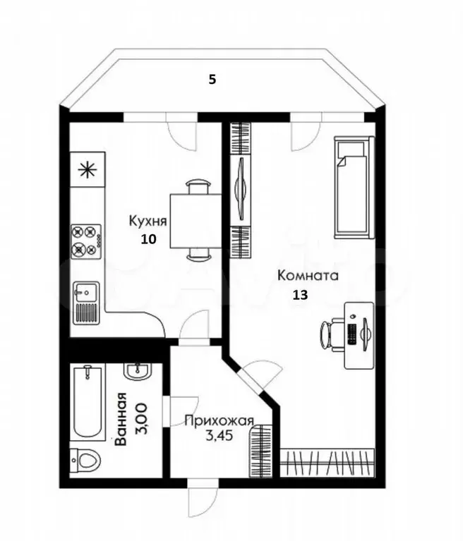1-к. квартира, 30 м, 6/9 эт. - Фото 0