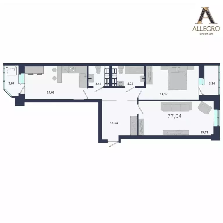 Продаётся 2-к квартира, 77 м - Фото 1