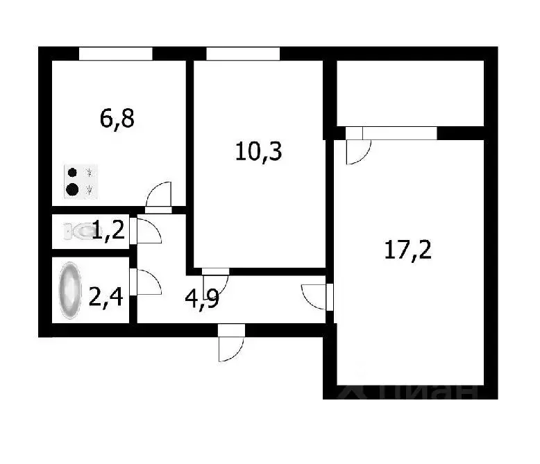 2-к кв. Новосибирская область, Новосибирск ул. Толстого, 234 (43.2 м) - Фото 0