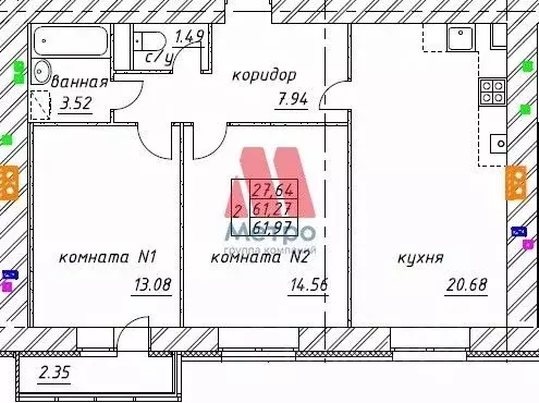 2-к кв. Ярославская область, Ярославский район, Заволжское с/пос, пос. ... - Фото 1