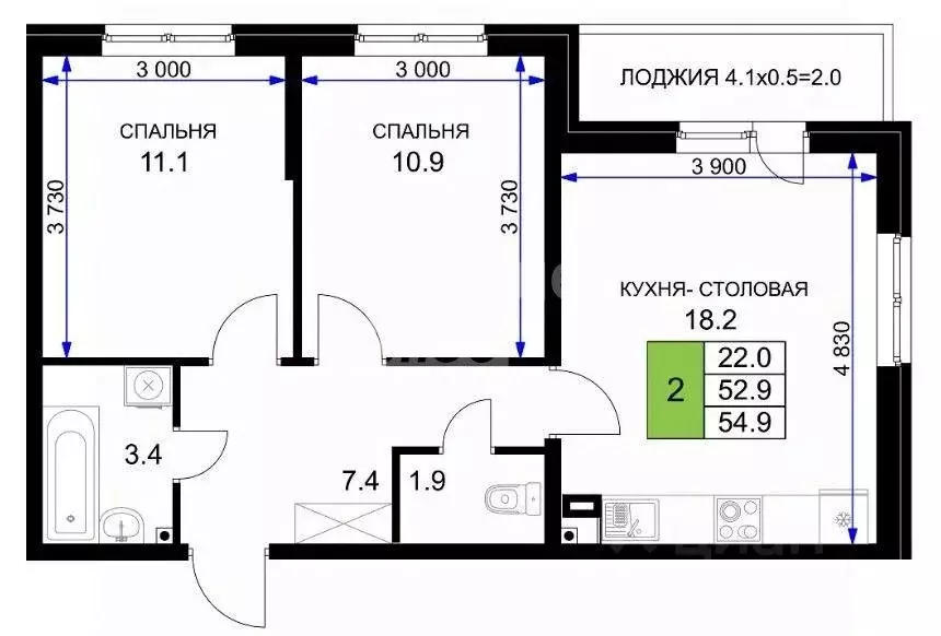 2-к кв. Краснодарский край, Краснодар ул. Имени Героя Ростовского, 8 ... - Фото 1