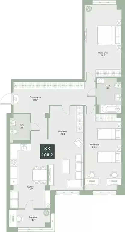 Свободной планировки кв. Курганская область, Курган Заозерный ... - Фото 1