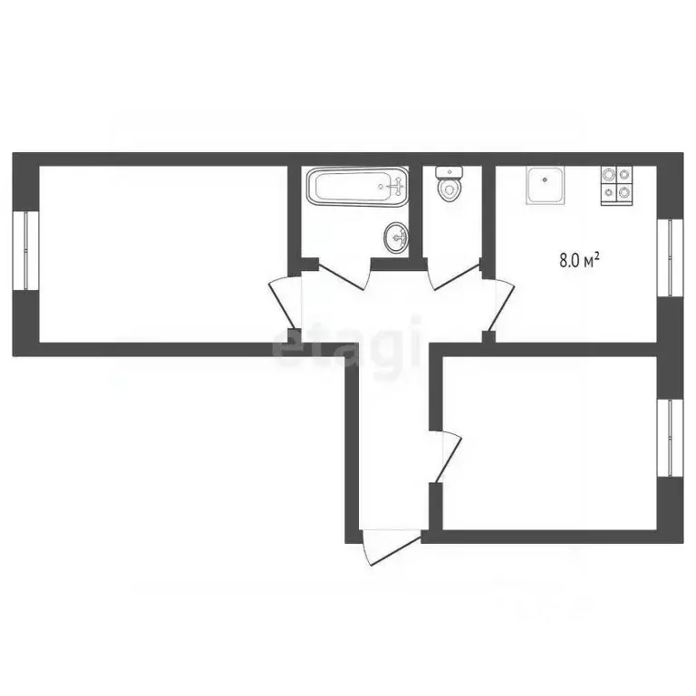 2-к кв. Тюменская область, Тюмень ул. Московский Тракт, 179 (52.5 м) - Фото 1