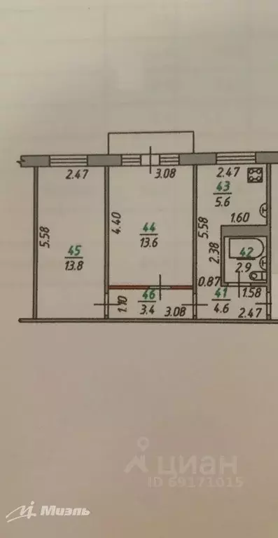 2-к кв. Орловская область, Орел Октябрьская ул., 59 (46.8 м) - Фото 1