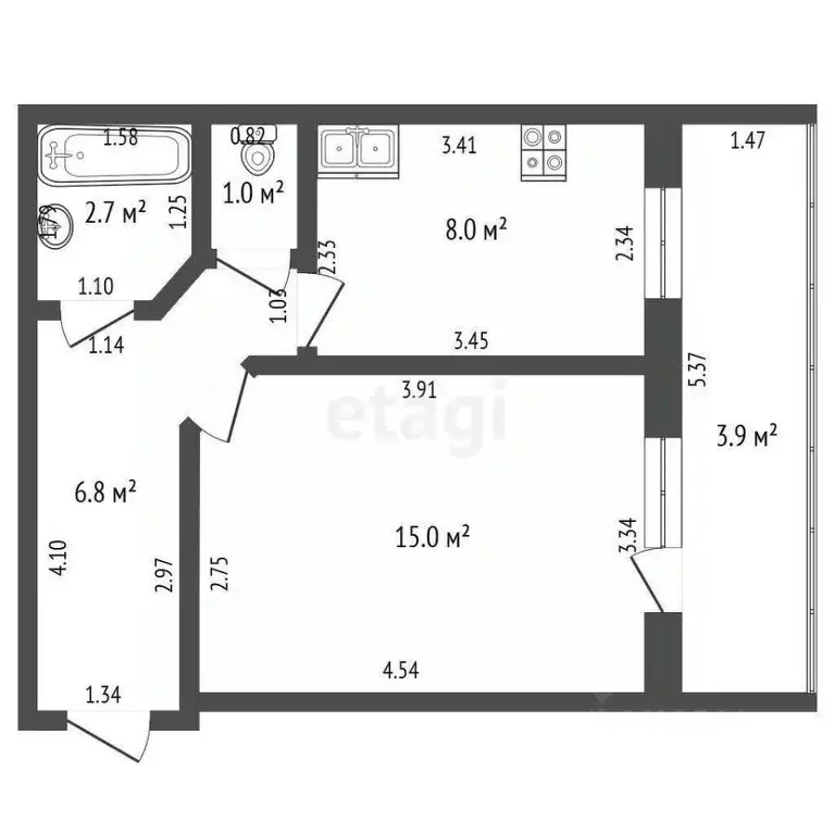 1-к кв. Башкортостан, Стерлитамак ул. Артема, 149 (33.5 м) - Фото 1