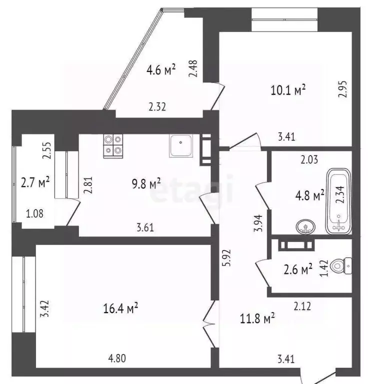 2-к кв. Москва, Москва, Московский г. 3-й мкр, 10А (62.8 м) - Фото 1