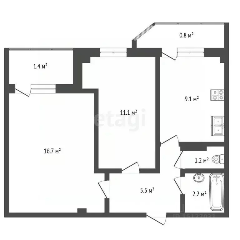 2-к кв. Ямало-Ненецкий АО, Новый Уренгой Тундровая ул., 11 (55.0 м) - Фото 2