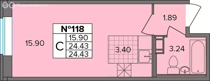 Квартира-студия: Новое Девяткино, Лесная улица, 19 (24.43 м) - Фото 1