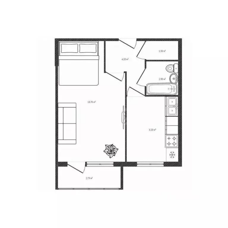 1-к кв. Брянская область, Брянск Белорусская ул., 42А (35.3 м) - Фото 2
