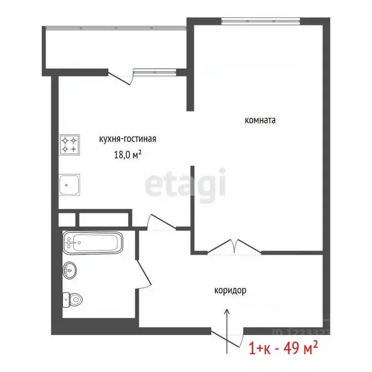 1-к кв. Свердловская область, Екатеринбург ул. Машинная, 46 (49.0 м) - Фото 2