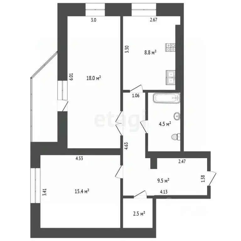 2-к кв. Пермский край, Пермский муниципальный округ, с. Фролы ул. ... - Фото 2