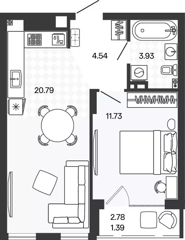 1-к кв. Калининградская область, Гурьевский муниципальный округ, пос. ... - Фото 1