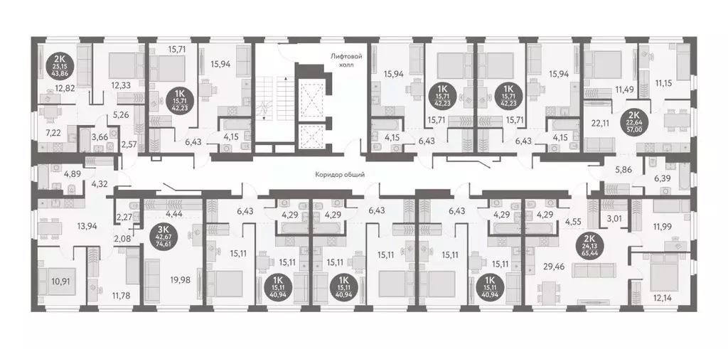 2-к кв. Новосибирская область, Новосибирск ул. Титова, 253/9 (65.44 м) - Фото 2