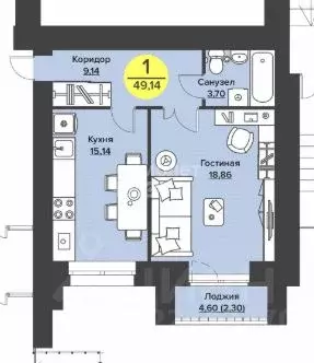1-к кв. Марий Эл, Йошкар-Ола ул. Машиностроителей, 59 (49.14 м) - Фото 2