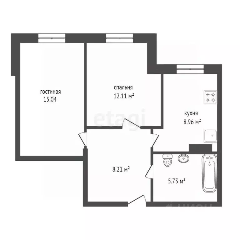 2-к кв. Красноярский край, Красноярск Судостроительная ул., 143 (48.8 ... - Фото 1