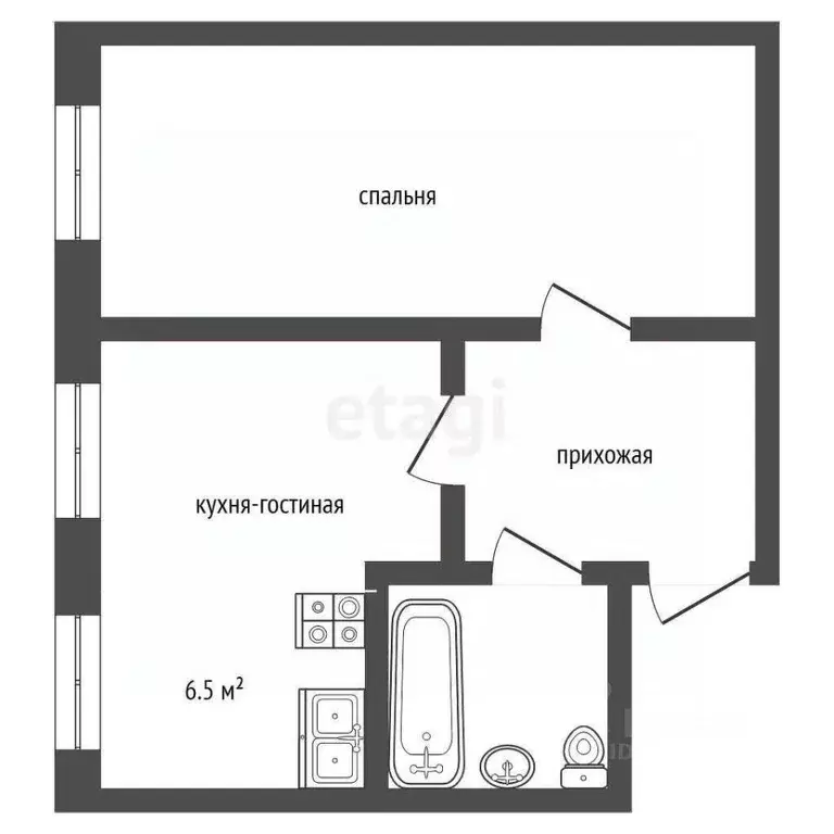 2-к кв. Башкортостан, Бирск Интернациональная ул., 118А (40.1 м) - Фото 2