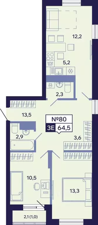 3-к кв. Саха (Якутия), Якутск ул. Новопортовская, 1Д (64.5 м) - Фото 0