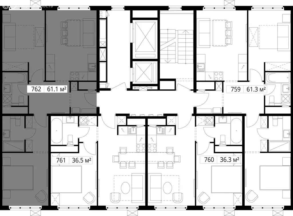 2-комнатная квартира: деревня Сапроново, микрорайон Купелинка, 4 (61.1 ... - Фото 2