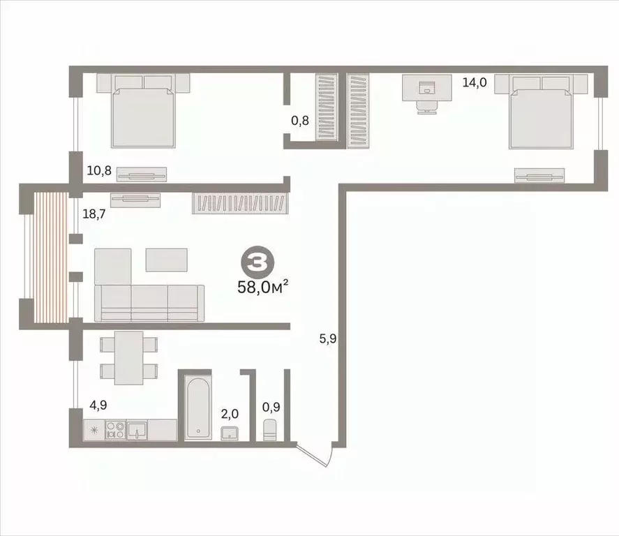 3-к кв. Ленинградская область, Ломоносовский район, Кипенское с/пос, ... - Фото 2