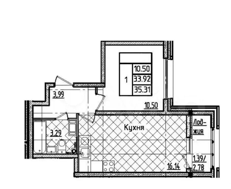 1-к кв. Санкт-Петербург просп. Маршала Блюхера, 3к1 (35.3 м) - Фото 2