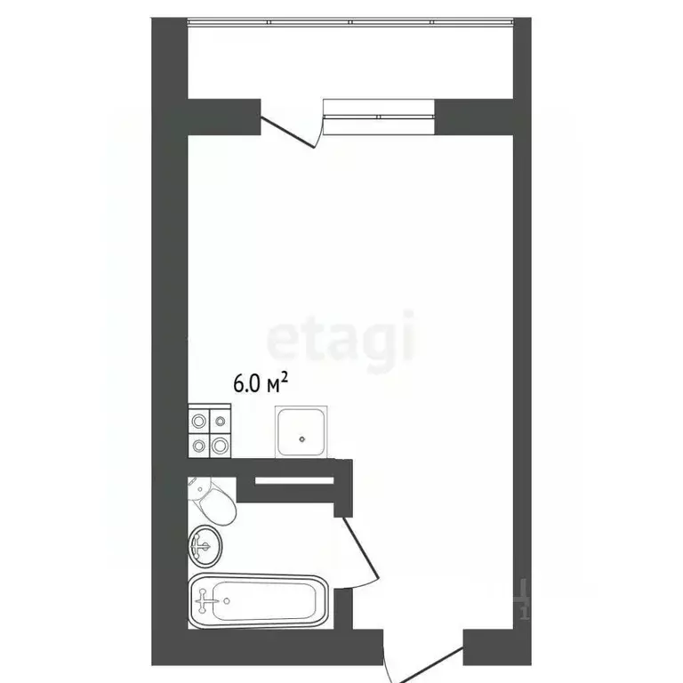 Студия Тюменская область, Тюмень ул. Новоселов, 113 (22.8 м) - Фото 2