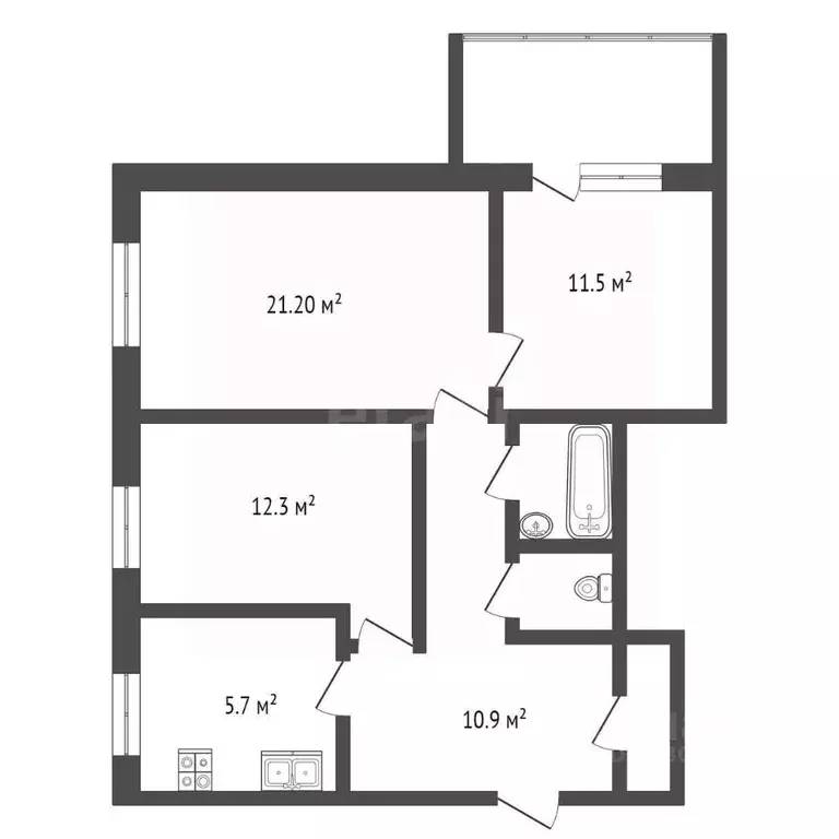 3-к кв. Омская область, Омск ул. Серова, 18 (66.0 м) - Фото 1