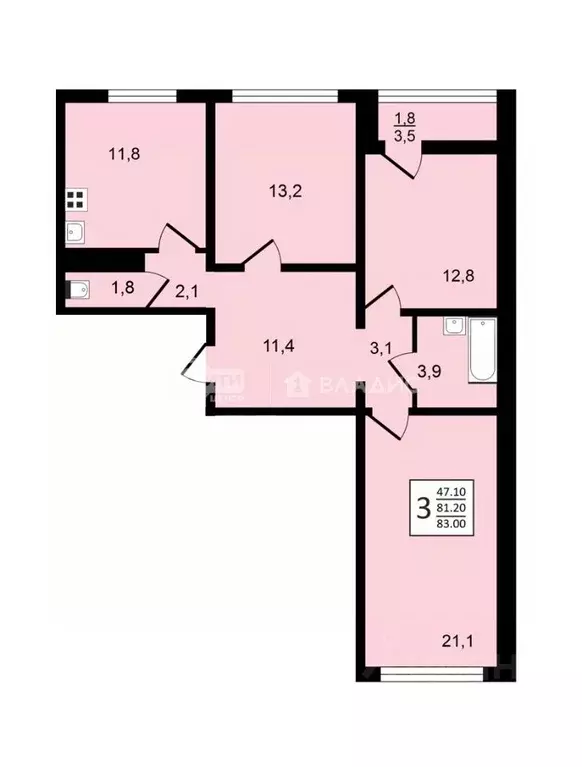 3-к кв. Воронежская область, Воронеж ул. Пескова, 8 (83.0 м) - Фото 0