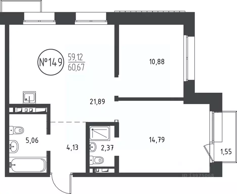 2-к кв. Иркутская область, Иркутск ул. Эдуарда Дьяконова, 11 (60.67 м) - Фото 0