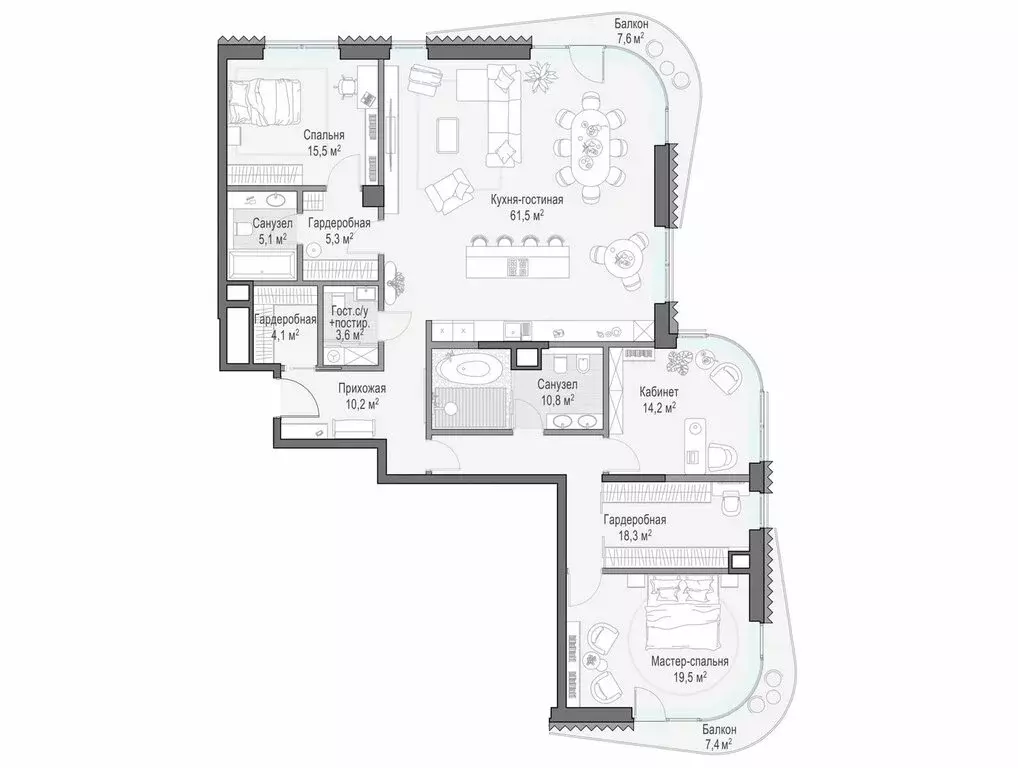 3-комнатная квартира: Москва, Большой Толмачёвский переулок, 5с1 ... - Фото 1