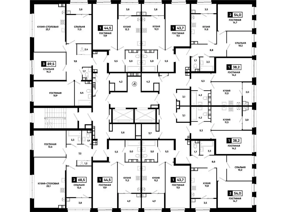 2-к кв. Ставропольский край, Ставрополь ул. Андрея Голуба, 12к8 (53.8 ... - Фото 1