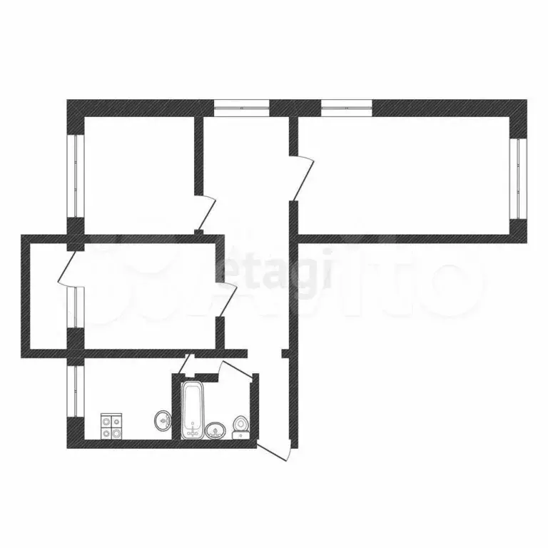 3-к. квартира, 67,4 м, 5/5 эт. - Фото 1