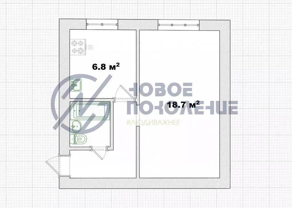 1-к кв. Омская область, Омск пос. Амурский, ул. Багратиона, 25 (31.1 ... - Фото 1