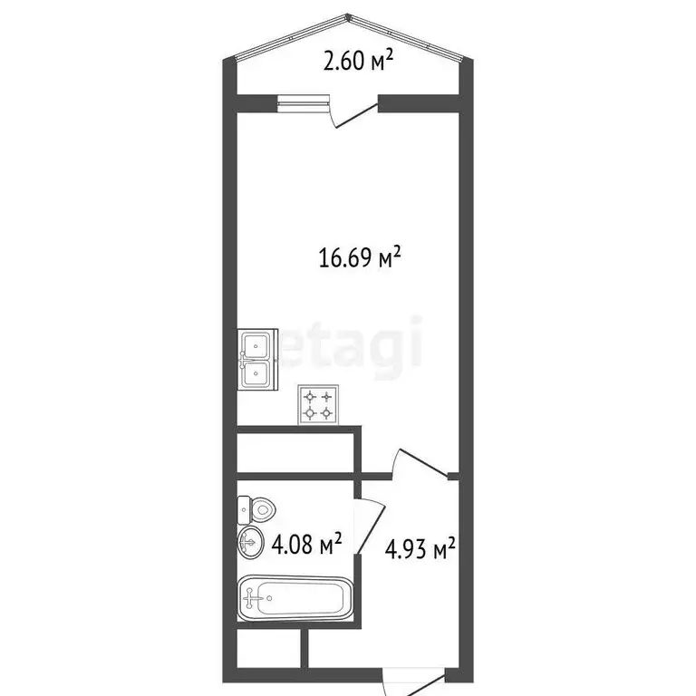 Квартира-студия: посёлок Шушары, Школьная улица, 6к2 (26.7 м) - Фото 1