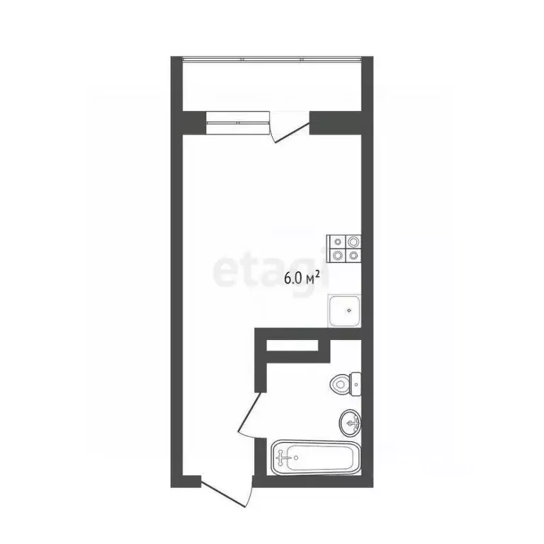 Студия Тюменская область, Тюмень ул. Вадима Бованенко, 3 (22.1 м) - Фото 1