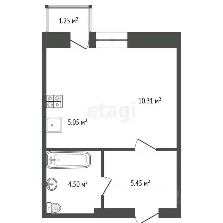 Студия Удмуртия, Ижевск Постольская ул., 17Ак1 (25.3 м) - Фото 2