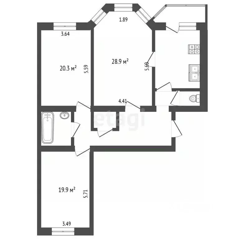 3-к кв. Ханты-Мансийский АО, Сургут Комсомольский просп., 13 (111.3 м) - Фото 2
