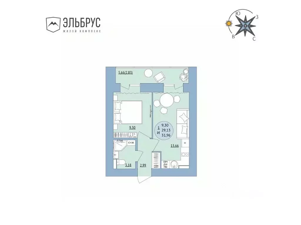 1-к кв. Башкортостан, Уфа Кавказская ул., 24 (31.96 м) - Фото 0