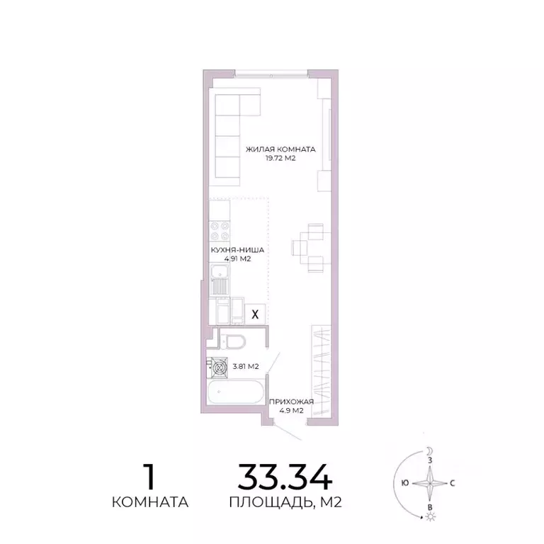 1-к кв. Пензенская область, Пенза Побочинская ул., с18 (33.34 м) - Фото 0