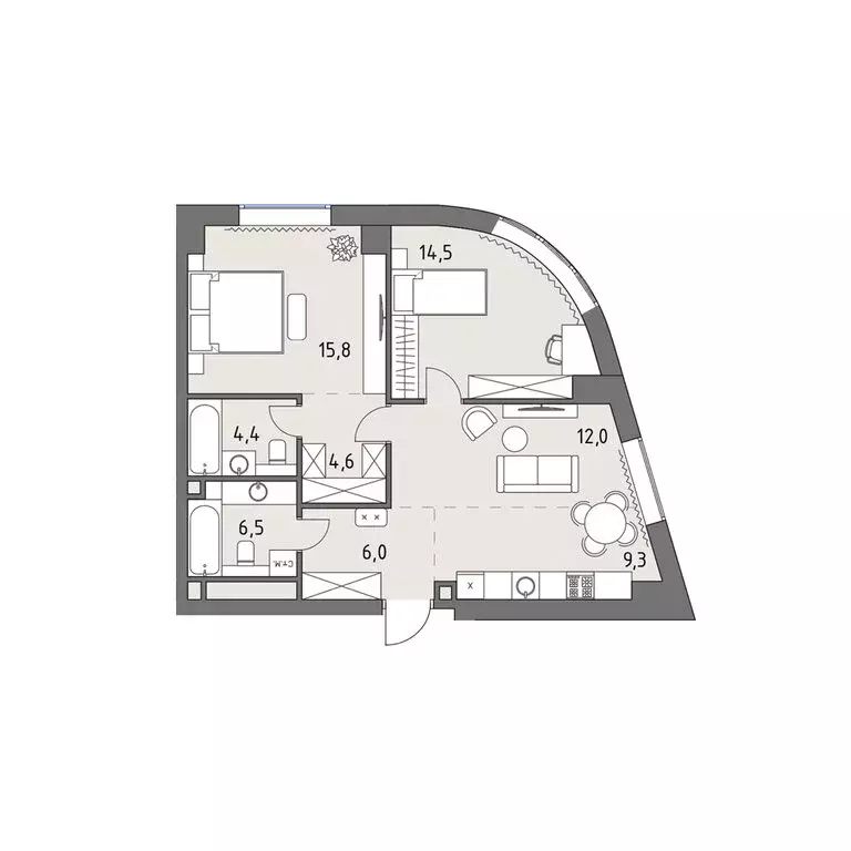 3-комнатная квартира: Москва, ЖК Родина Парк, к1 (73.1 м) - Фото 0