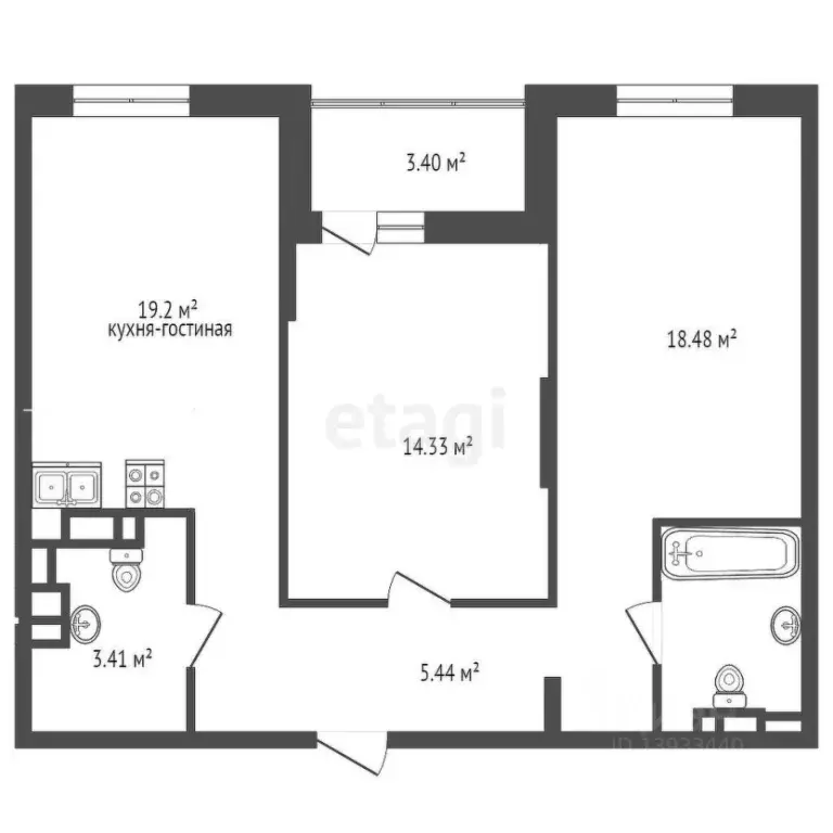 2-к кв. Тюменская область, Тюмень ул. Ю.-Р.Г. Эрвье, 34к1 (65.4 м) - Фото 2