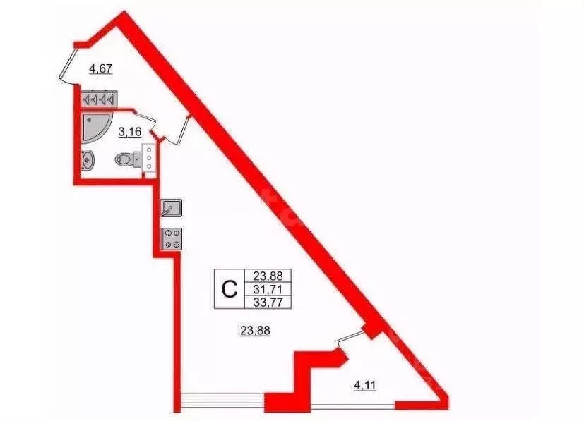 Студия Санкт-Петербург Планерная ул., 87к1 (30.5 м) - Фото 0