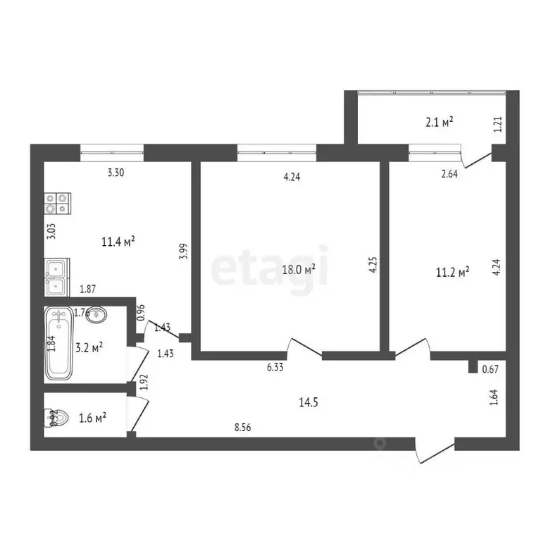 2-к кв. Мордовия, Саранск Севастопольская ул., 57 (62.0 м) - Фото 1