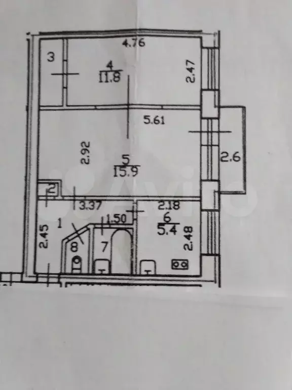 2-к. квартира, 44 м, 5/5 эт. - Фото 0